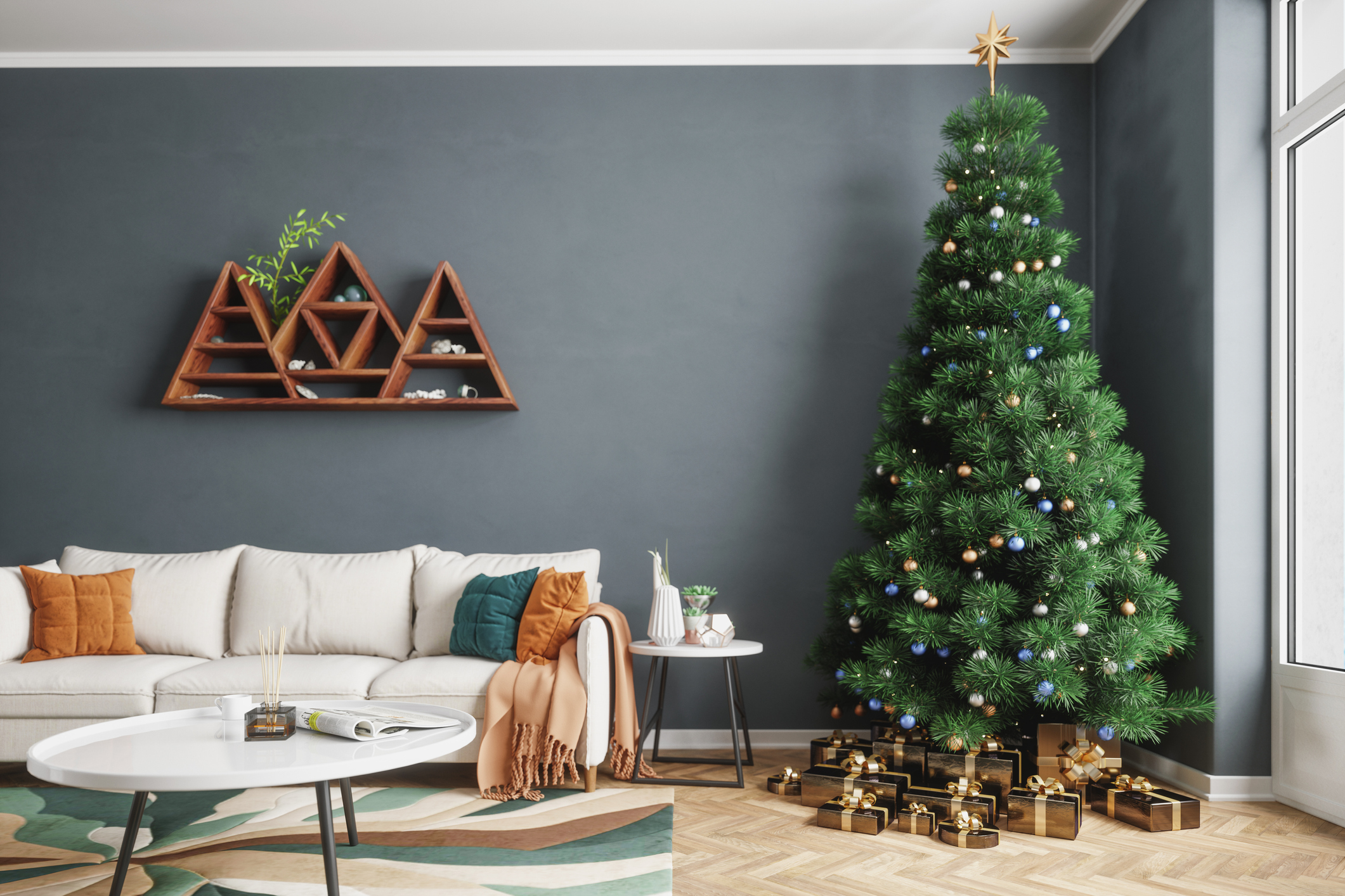 Living Room And Christmas Tree